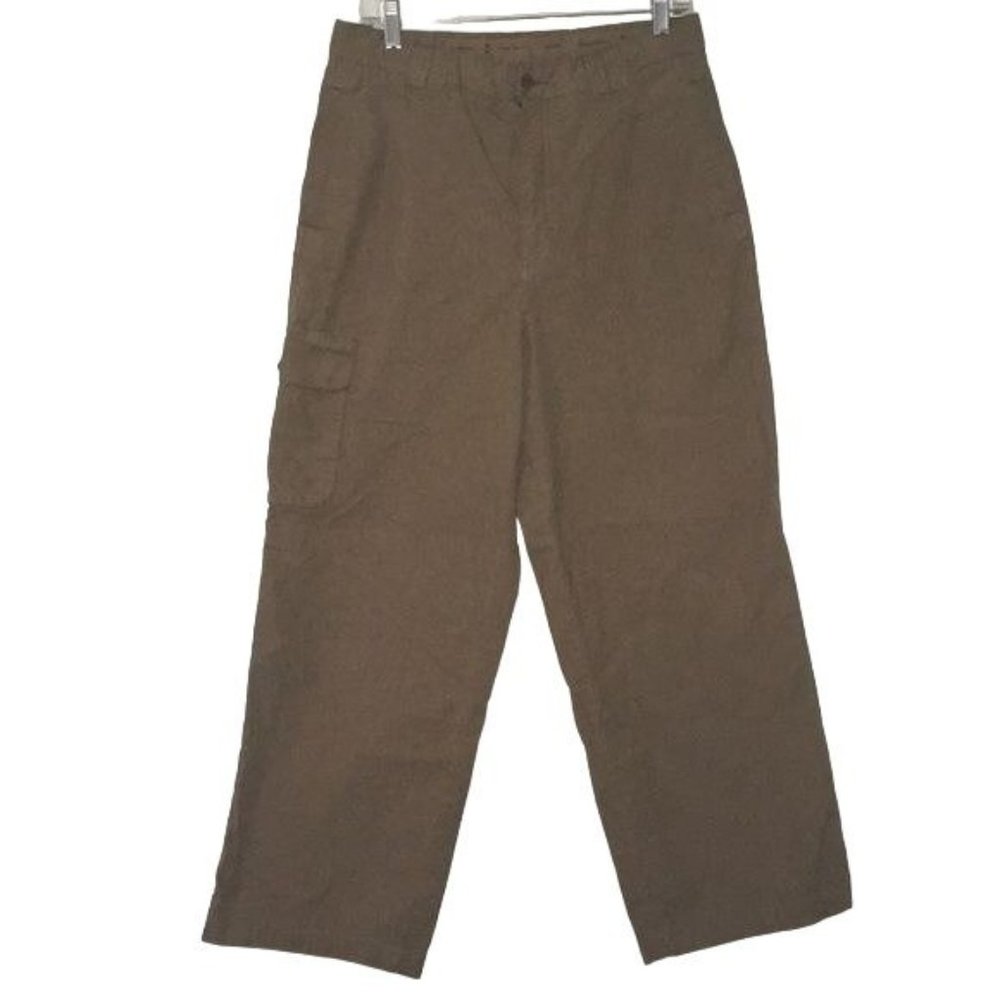 Tommy Bahama Cargo Pants 33 Brown Cotton Button Zip Pockets